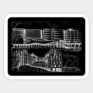 the city skyline urban sketcher walking pavilion ecopop Sticker